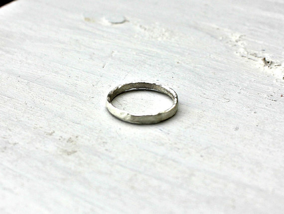 Sterling Silver Ring, Rustic Hammered Sterling Silver Band